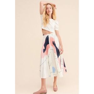 Abstract Print Midi Skirt